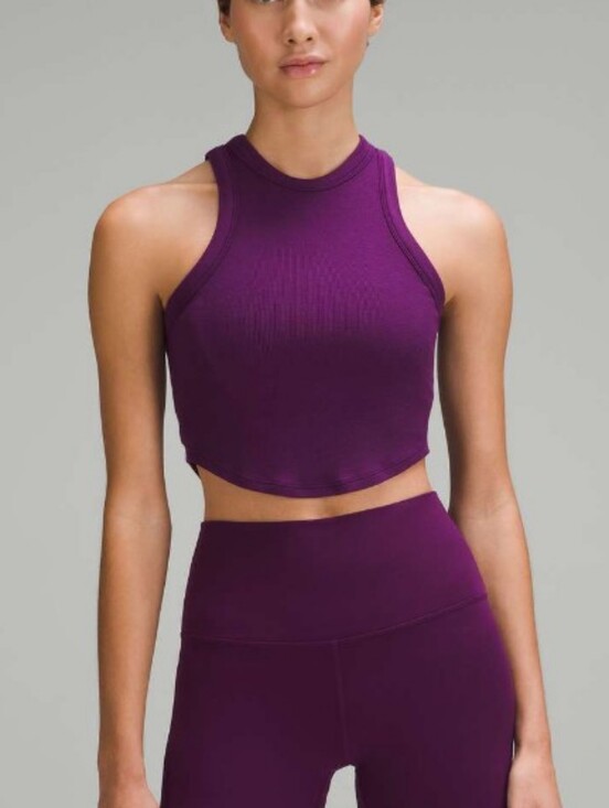 lululemon athletica Tops - Lululemon Hold Tight Cropped Tank Top Dramatic Magenta EUC